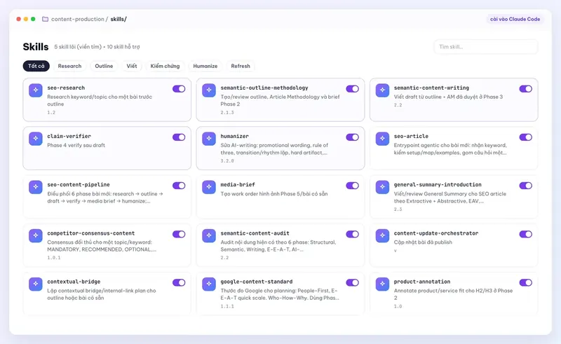 Thư viện AI Skills đóng gói để cả đội dùng lại